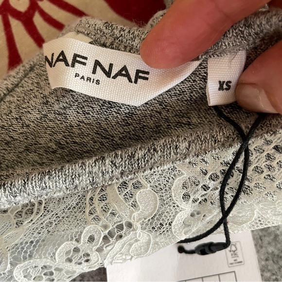 NAF NAF Gray and White Lace Sweater XS - Picture 9 of 11